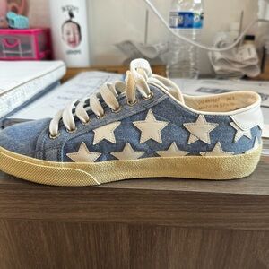 Saint Laurent denim sneakers with white stars